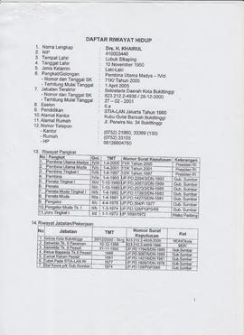 Daftar Riwayat Hidup Drs. H. Khairul