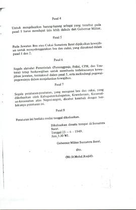 Peraturan Gubernur Militer Daerah Sumatera Barat