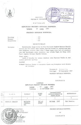 Petikan Keputusan Presiden RI No. 40 / ABRI / 1997