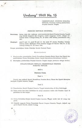 Undang-Undang tentang Pembentukan Provinsi Sumatera Tengah