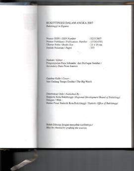 Halaman putih, Cover Buku Bukittinggi dalam Angka Tahun 2007