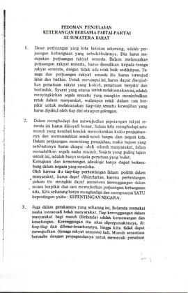 Pedoman Penjelasan Keterangan Bersama Partai-partai Se-Sumatera Barat