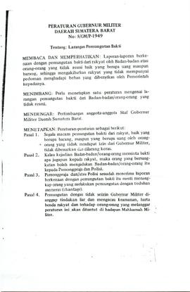 Peraturan Militer Daerah Sumatera Barat
