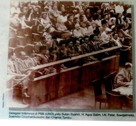 Delegasi Indonesia di PBB (UNO) Sutan Syahrir, H. Agus Salim, LN. Palar, dkk