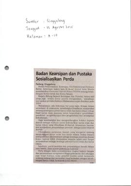 Kliping Koran Tanggal 13 Agustus 2015, Singgalang,Halaman A-10
