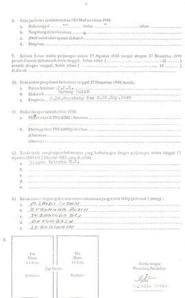 Blangko Isian Pendaftaran Mantan Anggota BKR (Lembar 3)