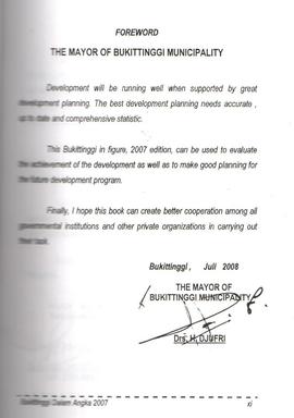 Foreword The Mayor off Bukittinggi Municipality