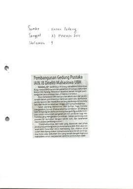 Kliping Koran Tanggal 27 Nopember 2015, Koran Padang, Halaman 9